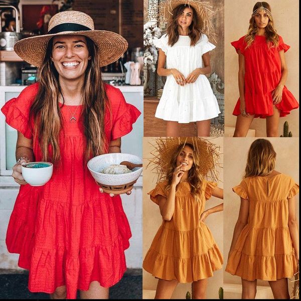 women ladies sweet summer dress 3 style cascading ruffles solid petal sleeve o neck a line mini dress size s l, Black;gray
women ladies sweet summer dress 3 style cascading ruffles solid petal sleeve o neck a line mini dress size s l, Black;gray