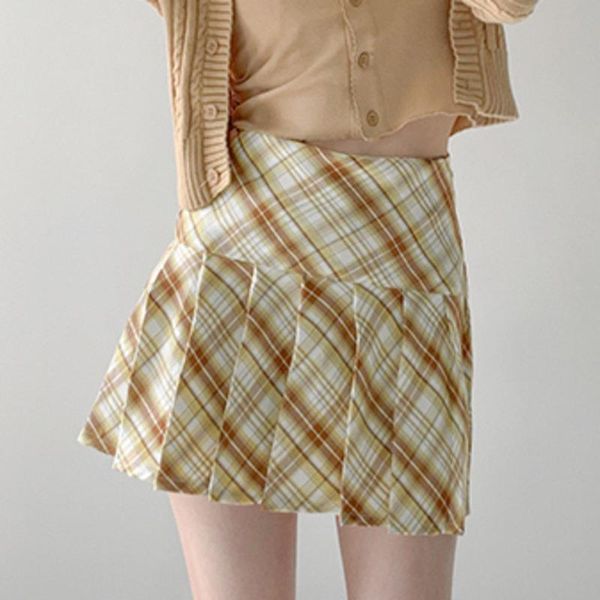 skirts vintage yellow plaid women pleated 2021 summer high waist slim a line fashion girls short mini, Black
skirts vintage yellow plaid women pleated 2021 summer high waist slim a line fashion girls short mini, Black