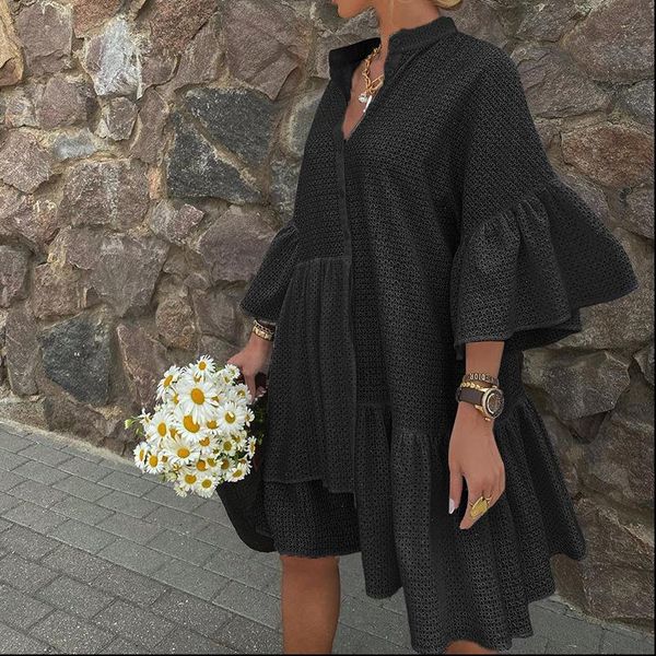 mesh see through shirt dress autumn three quarter sleeve solid black mini dress loose v neck flare sleeve ruffle dresses, Black;gray
mesh see through shirt dress autumn three quarter sleeve solid black mini dress loose v neck flare sleeve ruffle dresses, Black;gray