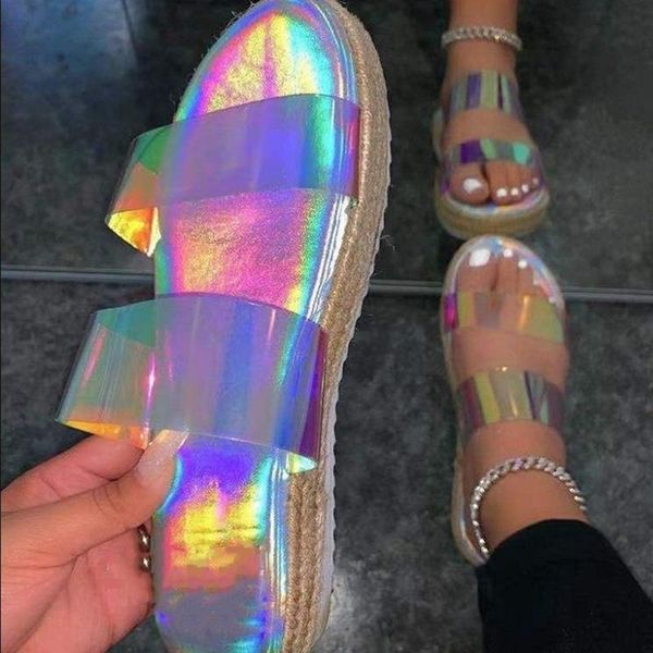 clear iridescent vinyl slippers women platform sandals designer slides summer flat shoes and purse scarpe da donna sandalias, Black
clear iridescent vinyl slippers women platform sandals designer slides summer flat shoes and purse scarpe da donna sandalias, Black