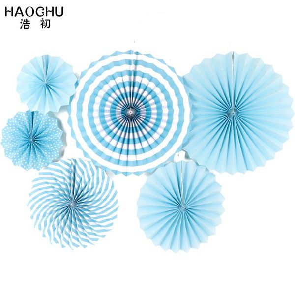 party decoration haochu 6pcs/lot 8"12"16"tissue paper fans sky blue for baby showers wedding birthday nursery garden home dec