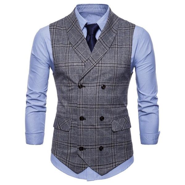 men's vests 2021 spring autumn plaid suit vest fashion business casual british gentleman dress men, Black;white
men's vests 2021 spring autumn plaid suit vest fashion business casual british gentleman dress men, Black;white