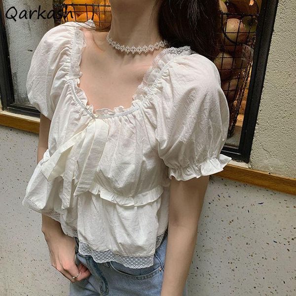 women's blouses & shirts women bows solid leisure simple summer trendy aesthetic basic all-match crop ulzzang lovely clothing college, White
women's blouses & shirts women bows solid leisure simple summer trendy aesthetic basic all-match crop ulzzang lovely clothing college, White