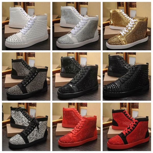 ladies flat designer sneakers red bottoms studded spikes shoe men low cut sneaker suede glitter party lovers wedding genuine leather with bo, Black
ladies flat designer sneakers red bottoms studded spikes shoe men low cut sneaker suede glitter party lovers wedding genuine leather with bo, Black
