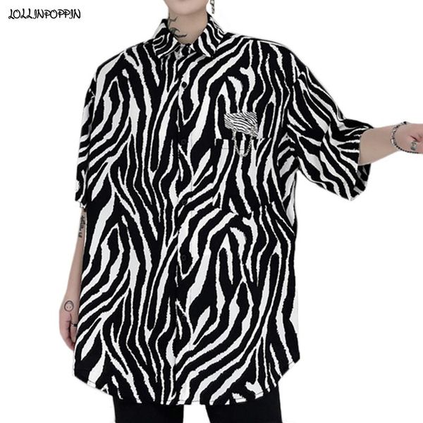 men's casual shirts chain embellished chest pocket zebra print men short sleeve shirt 2021 summer mens loose, White;black
men's casual shirts chain embellished chest pocket zebra print men short sleeve shirt 2021 summer mens loose, White;black