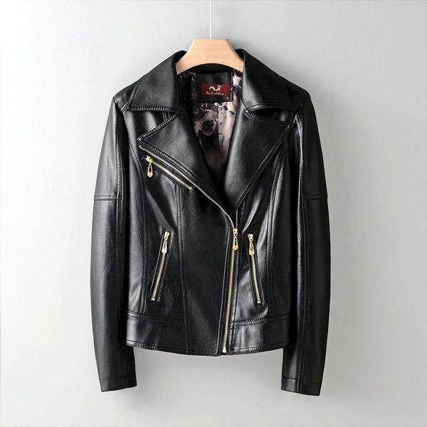 women's leather & faux jackets autumn winter women thin lapel zipper casual punk locomotive style coats cool fashion wear, Black
women's leather & faux jackets autumn winter women thin lapel zipper casual punk locomotive style coats cool fashion wear, Black