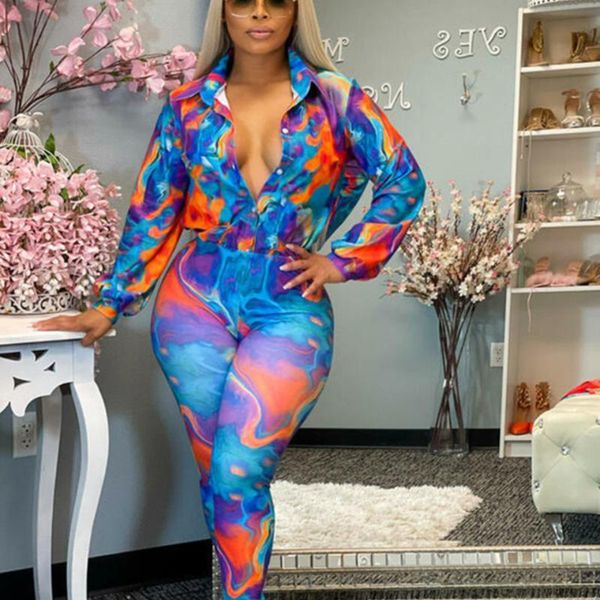women's two piece pants 2021 fashion women chic set outfits color print buttoned shirt & high waist casual tracksuits female, White
women's two piece pants 2021 fashion women chic set outfits color print buttoned shirt & high waist casual tracksuits female, White