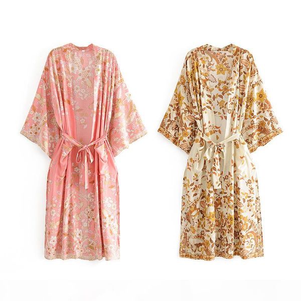 women floral print bohemian long kimono cardigan blouses 2020 sashes boho batwing sleeve casual beach holiday blouses shirts cover-up, White
women floral print bohemian long kimono cardigan blouses 2020 sashes boho batwing sleeve casual beach holiday blouses shirts cover-up, White