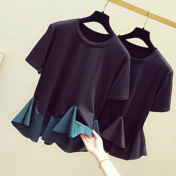 t black shirt for women will see new korean temperament splicing babados hem t-shirt short sleeves women's mode casual 5e77, White
t black shirt for women will see new korean temperament splicing babados hem t-shirt short sleeves women's mode casual 5e77, White