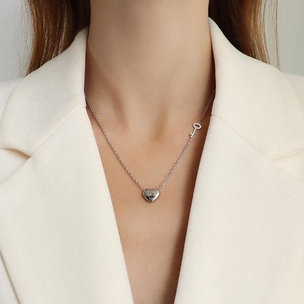 pendant necklaces heart with key charm necklace fashion gold stainless steel name for women valentine's day gift, Silver
pendant necklaces heart with key charm necklace fashion gold stainless steel name for women valentine's day gift, Silver