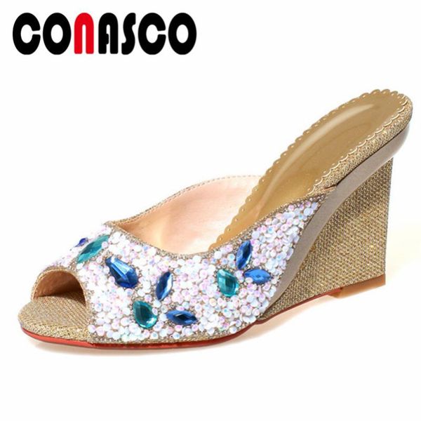 dress shoes conasco brand rhinestone wedding party for women wedges high heeled peep toe blingbling prom pumps ladies summer sandals, Black
dress shoes conasco brand rhinestone wedding party for women wedges high heeled peep toe blingbling prom pumps ladies summer sandals, Black