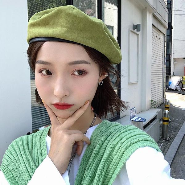 berets octagonal women's hat autumn and winter korean version of the wild japanese painter british retro beret ins tide, Blue;gray 
berets octagonal women's hat autumn and winter korean version of the wild japanese painter british retro beret ins tide, Blue;gray