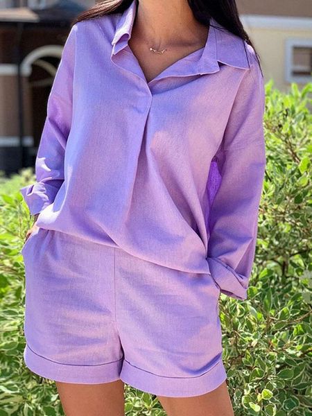 women's tracksuits 2021 casual spring summer women two piece set fashion solid long sleeve and loose shorts turn-down collar shirt out, Gray
women's tracksuits 2021 casual spring summer women two piece set fashion solid long sleeve and loose shorts turn-down collar shirt out, Gray
