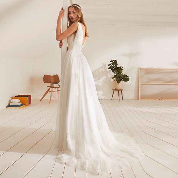 robe 2021 new mariage es beach v neck a-line backless tulle wedding gowns plus size bride vestidos de noiva p9f7, White
robe 2021 new mariage es beach v neck a-line backless tulle wedding gowns plus size bride vestidos de noiva p9f7, White