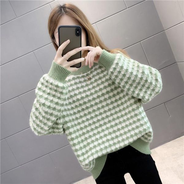 women 2021 fashion oversized jumper houndstooth knitted sweaters vintage long sleeve loose female pullovers chic, White;black
women 2021 fashion oversized jumper houndstooth knitted sweaters vintage long sleeve loose female pullovers chic, White;black