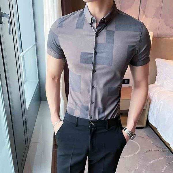 brand men short sleeve palid shirts slim casual shirt british style business formal dress shirts streetwear clothes 210527, White;black
brand men short sleeve palid shirts slim casual shirt british style business formal dress shirts streetwear clothes 210527, White;black