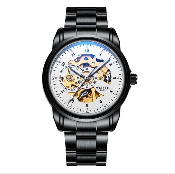 fashion wallis mechanical men's watch white dial black stainless steel strap male student watch luminous mechanical watchwa, Slivery;brown
fashion wallis mechanical men's watch white dial black stainless steel strap male student watch luminous mechanical watchwa, Slivery;brown