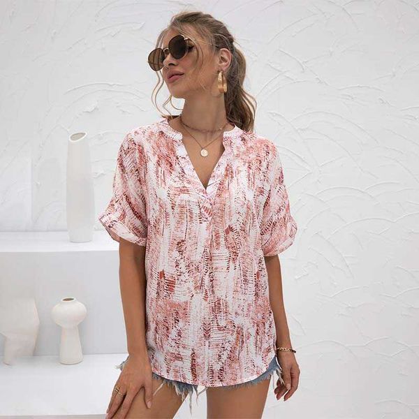 summer tee shirts women chiffon t shirt v neck tie dye short sleeve female casual loose pullover streetwear ladies 210608, White
summer tee shirts women chiffon t shirt v neck tie dye short sleeve female casual loose pullover streetwear ladies 210608, White