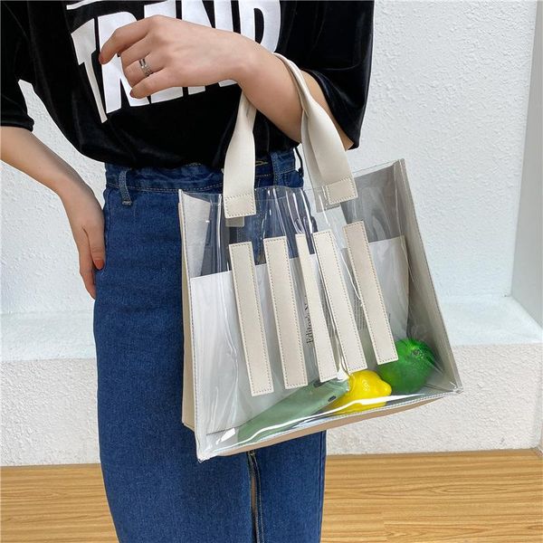 cross body women transparent jelly totes handbags fashion stripe pvc tote clear handbag shoulder shopping beach beige bags
cross body women transparent jelly totes handbags fashion stripe pvc tote clear handbag shoulder shopping beach beige bags