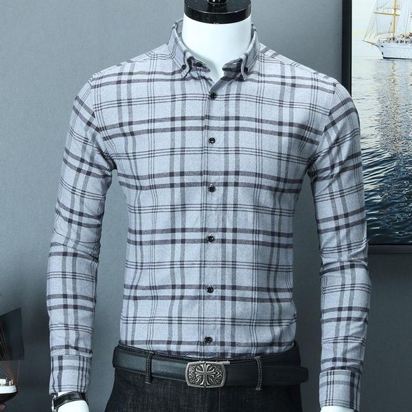 men's casual shirts excellent quality turndown collar long sleeve brushed fabric comfortable slim fit business men plaid checked, White;black
men's casual shirts excellent quality turndown collar long sleeve brushed fabric comfortable slim fit business men plaid checked, White;black