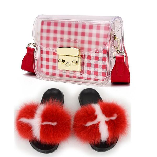 slippers ladies fluffy fur cute candy crossbody purse women furry jelly cross bags shoes sets woman's slides, Black 
slippers ladies fluffy fur cute candy crossbody purse women furry jelly cross bags shoes sets woman's slides, Black