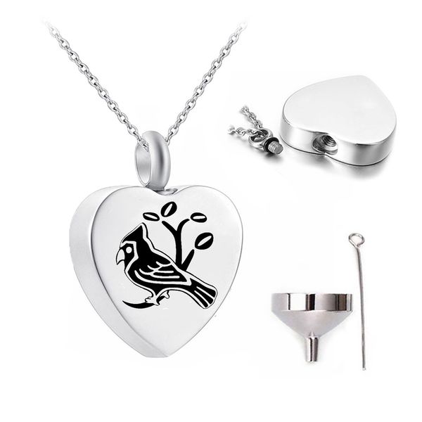 wholesale stainless steel heart-shaped bird urn necklace cremation jewelry funeral keepsake, Silver
wholesale stainless steel heart-shaped bird urn necklace cremation jewelry funeral keepsake, Silver