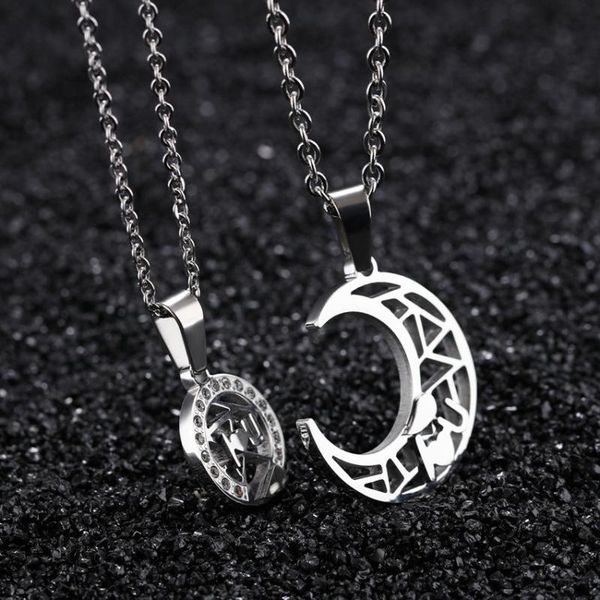 chains titanium steel couple necklace simple literary men and women fashion creative sun moon stitching star pendant gift, Silver
chains titanium steel couple necklace simple literary men and women fashion creative sun moon stitching star pendant gift, Silver