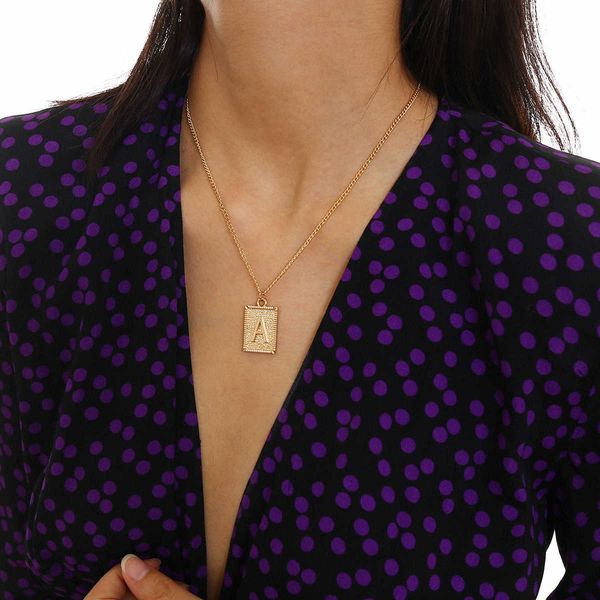 jewelry simple geometric pendant female personality square embossed letter versatile necklace, Silver
jewelry simple geometric pendant female personality square embossed letter versatile necklace, Silver