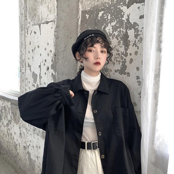 women blouses shirts spring turn-down collar long sleeve streetwear solid pockets korean style single-breasted all-match chic women's, White
women blouses shirts spring turn-down collar long sleeve streetwear solid pockets korean style single-breasted all-match chic women's, White