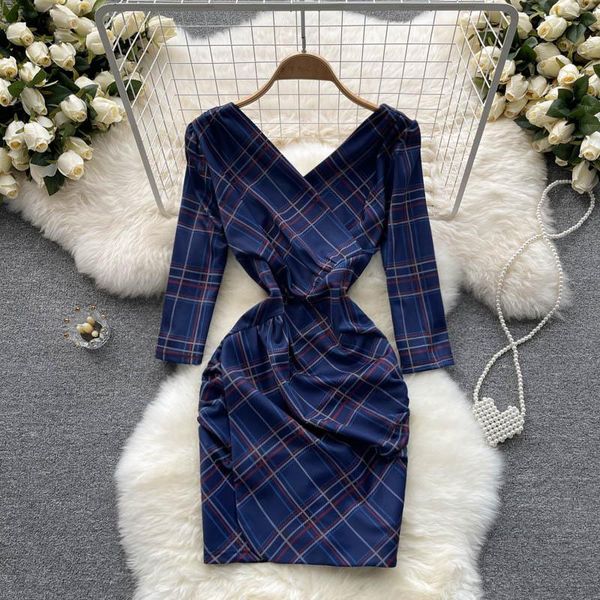 casual dresses korean fashion women blue plaid print vintage dress 2021 autumn elegant v-neck three quarter sleeve high waist mini pencil, Black;gray
casual dresses korean fashion women blue plaid print vintage dress 2021 autumn elegant v-neck three quarter sleeve high waist mini pencil, Black;gray