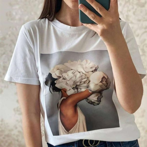summer new personage print short sleeve t-shirt, White