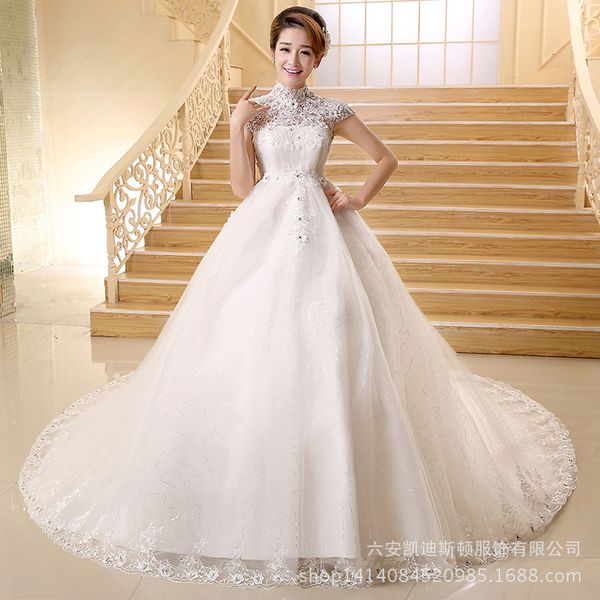 2021 spring and summer one tail lace large pregnant women two shoulder korean wedding drs, White
2021 spring and summer one tail lace large pregnant women two shoulder korean wedding drs, White