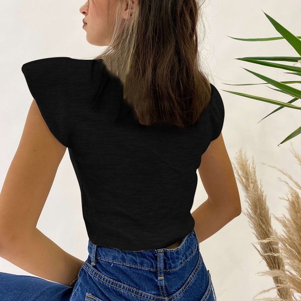 2021 new sleeveless crop crewneck ribbed knit solid color shoulder pads slim fit blouse women casual fashion streetwear v0tg, White
2021 new sleeveless crop crewneck ribbed knit solid color shoulder pads slim fit blouse women casual fashion streetwear v0tg, White