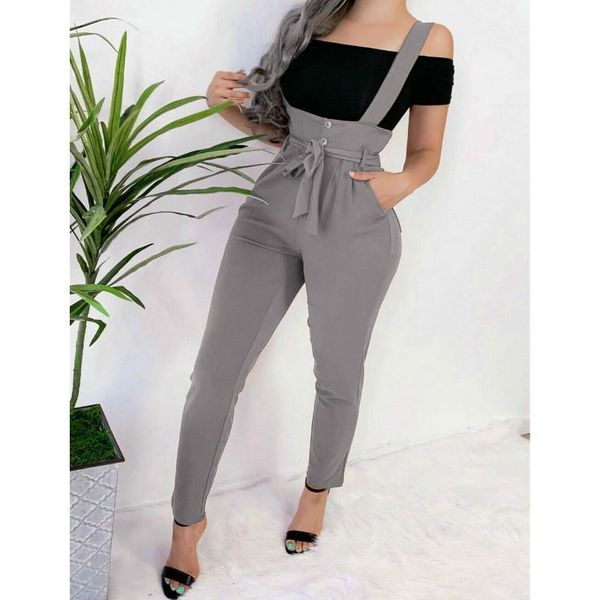 men's pants women's pocket high waist belt jumpsuit long trousers fashion slim jump suit for women overalls, Black
men's pants women's pocket high waist belt jumpsuit long trousers fashion slim jump suit for women overalls, Black