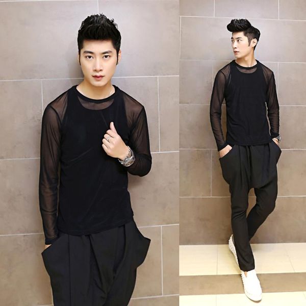 men's t-shirts men summer mesh long sleeve t shirt rashguard streetwear mens nightclub singer stage costume hip hop punk tshirt ho, White;black
men's t-shirts men summer mesh long sleeve t shirt rashguard streetwear mens nightclub singer stage costume hip hop punk tshirt ho, White;black