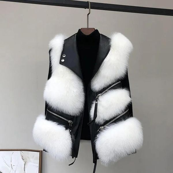 women's fur & faux autumn winter sleeveless short coat vest women vintage spliced warm leather jacket female waistcoat streetwear, Black
women's fur & faux autumn winter sleeveless short coat vest women vintage spliced warm leather jacket female waistcoat streetwear, Black