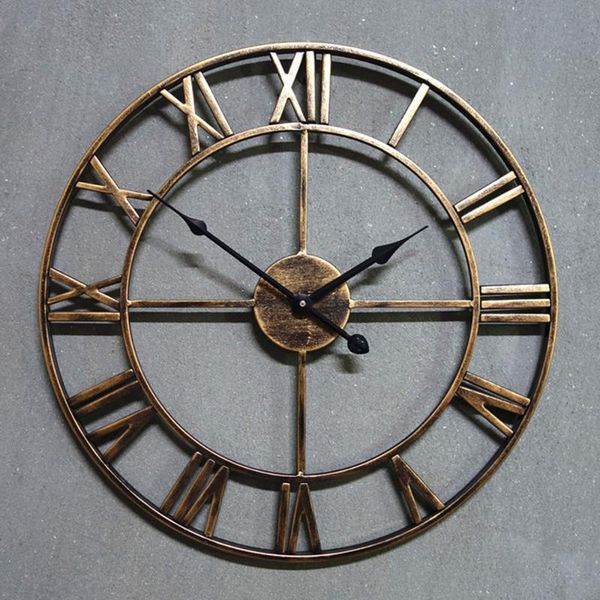 40/50cm vintage large wall clock roman numeral wall clock modern round metal quartz watch iron wrought hollow home decor
40/50cm vintage large wall clock roman numeral wall clock modern round metal quartz watch iron wrought hollow home decor