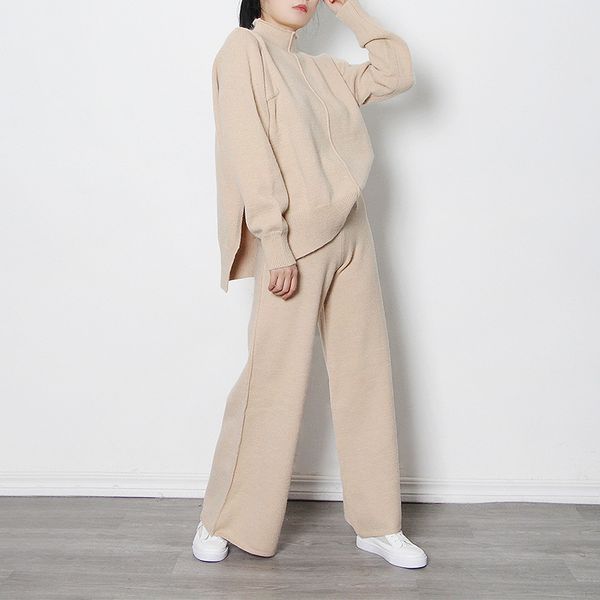 casual solid color two piece set for women long sleeve side split high waist wide leg pants oversize suit 2021, White
casual solid color two piece set for women long sleeve side split high waist wide leg pants oversize suit 2021, White