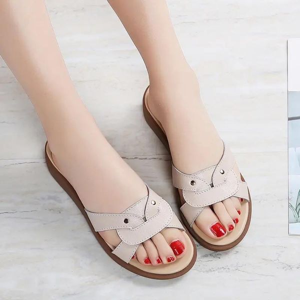 slippers summer sandals women slip on flat slides leather ladies flip flops large size, Black
slippers summer sandals women slip on flat slides leather ladies flip flops large size, Black