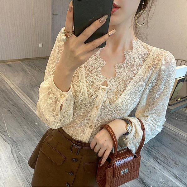 women's blouses & shirts blouse women shirt lace clothing puff sleeve v-neck clothes hollow out chiffon t blusas mujer de moda, White
women's blouses & shirts blouse women shirt lace clothing puff sleeve v-neck clothes hollow out chiffon t blusas mujer de moda, White