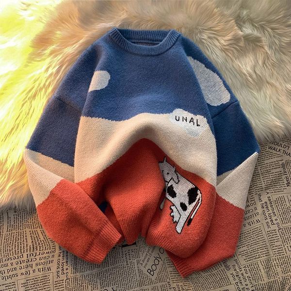 men's sweaters winter men cows vintage 2021 pullover mens o-neck korean fashions sweater women casual hip hop harajuku clothes, White;black
men's sweaters winter men cows vintage 2021 pullover mens o-neck korean fashions sweater women casual hip hop harajuku clothes, White;black