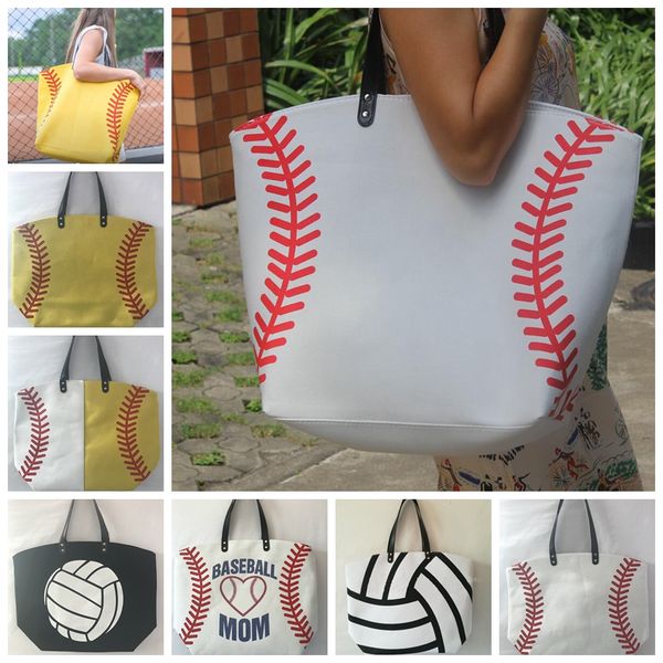 21 designs handbags white soccer bags baseball stitching sports totes mom girl cotton canvas volleyball bag new fashion gifts, Black
21 designs handbags white soccer bags baseball stitching sports totes mom girl cotton canvas volleyball bag new fashion gifts, Black