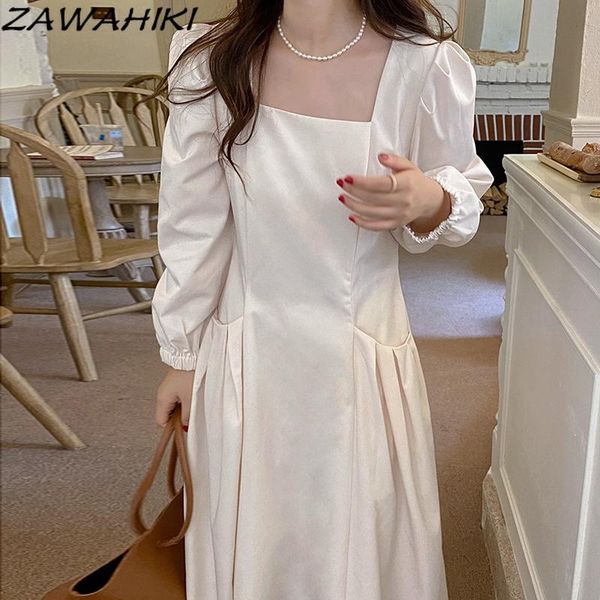 casual dresses zawahiki autumn french square collar slim femme robe high waist solid pleated pockets long puff sleeve mid-calf dress women, Black;gray
casual dresses zawahiki autumn french square collar slim femme robe high waist solid pleated pockets long puff sleeve mid-calf dress women, Black;gray