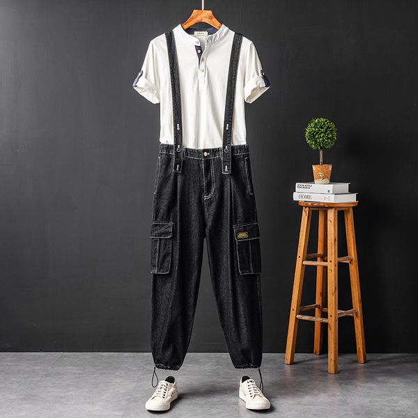 hip hop loose overalls mens fashionable spring and autumn black jeans washed tight trousers suspenders straight jeans, Blue
hip hop loose overalls mens fashionable spring and autumn black jeans washed tight trousers suspenders straight jeans, Blue