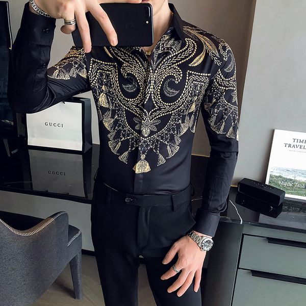 manga new preto/branco longa camisas impresso do para roupas masculinas primavera novo coreano magro ajuste club 1hhj, Black;brown
manga new preto/branco longa camisas impresso do para roupas masculinas primavera novo coreano magro ajuste club 1hhj, Black;brown