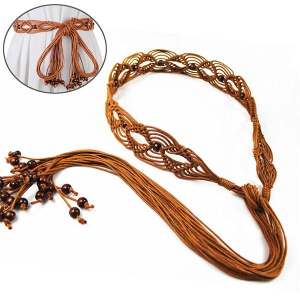belts women woven tassel belt braided waistband tie strap boho girls wide waist rope chain for dress accessories, Black;brown
belts women woven tassel belt braided waistband tie strap boho girls wide waist rope chain for dress accessories, Black;brown