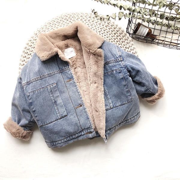 jackets fashion baby girl boy winter jacket warm fur inside coat denim kids clothes children's clothing outerwear coats, Blue;gray 
jackets fashion baby girl boy winter jacket warm fur inside coat denim kids clothes children's clothing outerwear coats, Blue;gray