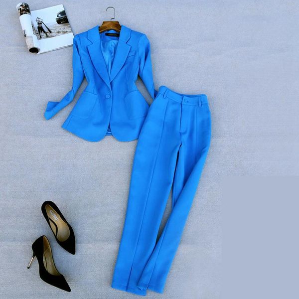 women's two piece pants elegant business casual office lady suit sets women long sleeve blazer and blue color one set, White
women's two piece pants elegant business casual office lady suit sets women long sleeve blazer and blue color one set, White