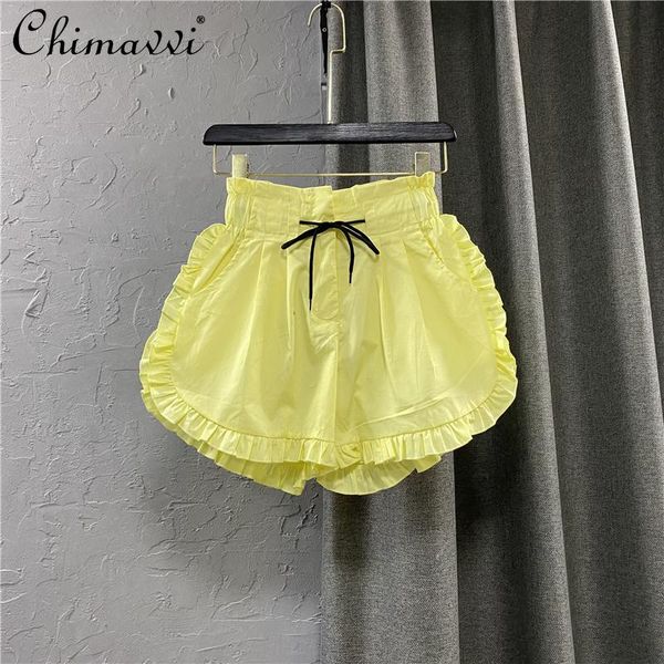 women's shorts 2021 summer sweet korean style lace casual fashionable elastic waist wide leg lady a line cotton short pants, White;black
women's shorts 2021 summer sweet korean style lace casual fashionable elastic waist wide leg lady a line cotton short pants, White;black