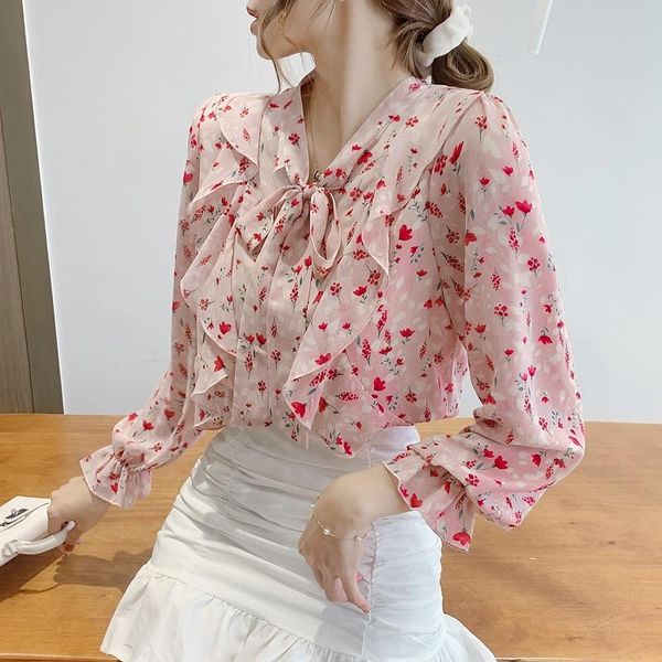 women's blouses & shirts coigarsam cute ruffles blouse women spring full sleeve floral print chiffon belt blusas womens and pink 9541, White
women's blouses & shirts coigarsam cute ruffles blouse women spring full sleeve floral print chiffon belt blusas womens and pink 9541, White